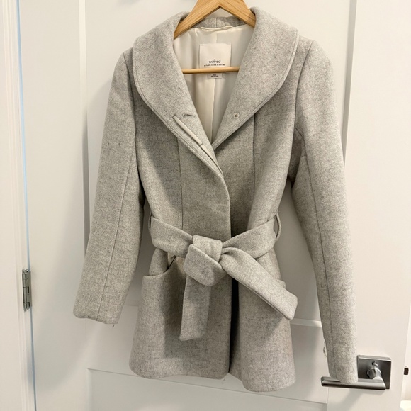 WILFRED Tie Belt Cocoon Wool Short Coat - Picture 1 of 2